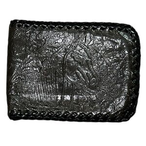 Hammered leather Wester cowboy dark brown wallet